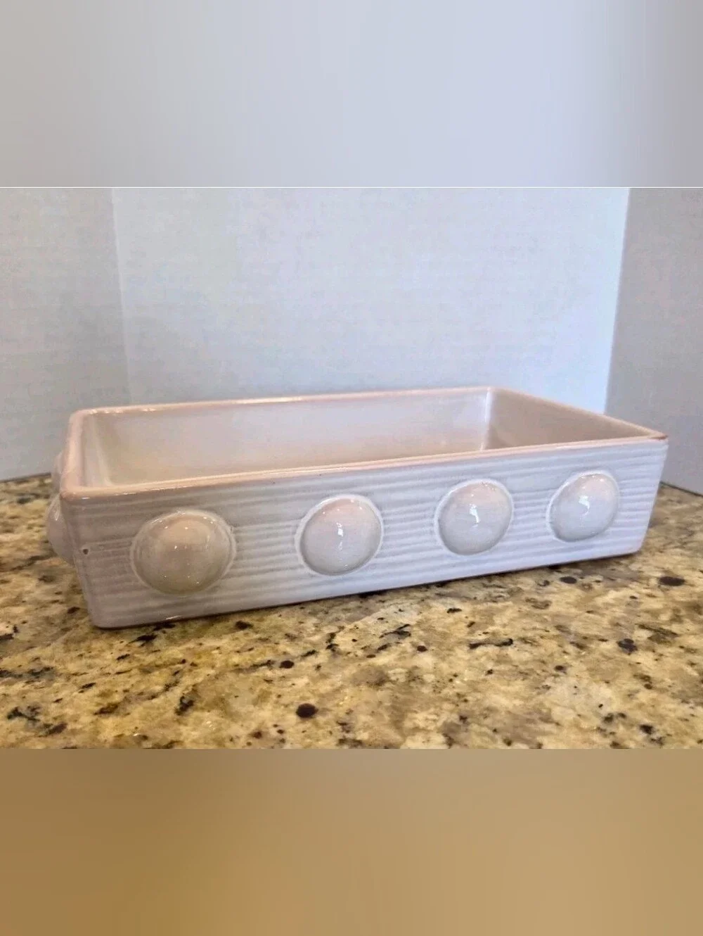 Mud Pie Bead Ceramic White Terra Guest Napkin Towel Holder Bathroom Kitchen Tray